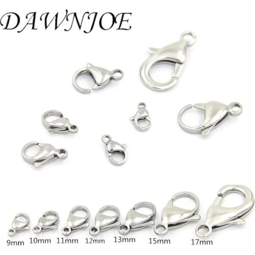 30pcs 9 10 11 12 13 15mm Stainless Steel Lobster Clasp DIY Making Necklace Bracelet Connection Jewelry Making Findings