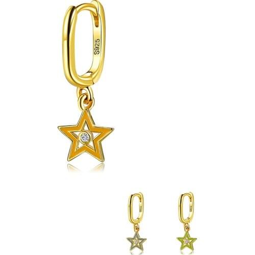 ZEMIOR 1PC For Women Drop Earrings 100% 925 Sterling Silver Hollow Little Star Zircon Simple Gift To Girlfriend Fine Jewelry