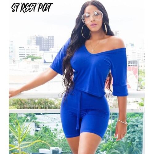 Solid Casual Tracksuit Two Piece Set Women Crop Top + Biker Shorts Sets Fitness Sport Outfits Jogging Femme Summer 2021