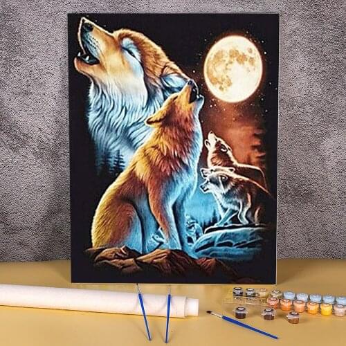 Animal Wolf DIY Paint By Numbers Complete Kit Oil Paints 40*50 Canvas Pictures Home Decoration Crafts For Handicraft