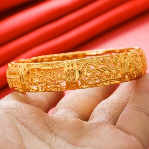 1Pcs Braclet Luxury Gold Color Jewelry Bangles indian Ethiopian African for Women Dubai Bracelet Party wedding Gifts Adjustable