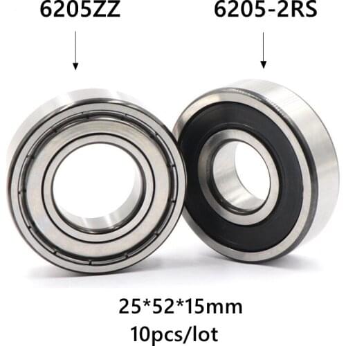 10pcs/lot 6205ZZ 6205-2RS shielded deep groove ball bearing 25*52*15 mm 6205 -2Z 6205RS bearings 25x52x15