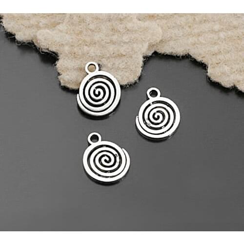 26304)50PCS 12x12MM Antique Style Zinc Alloy Twist Circle Charms Pendants Diy Jewelry Findings Accessories Wholesale