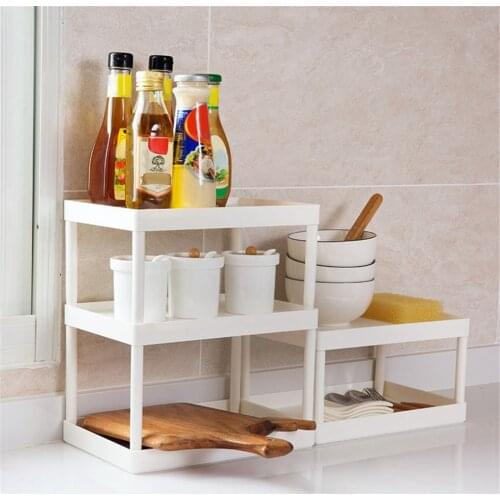 3/2 Layer Cosmetic Storage Box Desktop Shelf Bathroom Storage Rack Makeup Organizer Sundries Holder Kitchen Spice Rack Organizer