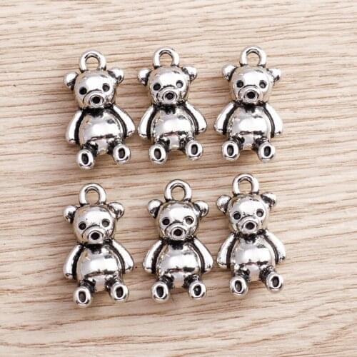 5pcs 13*23mm Cute Mini Gummy Bear Charms for Jewelry Accessories Making Tibetan Silver DIY Charms Pendants Earrings Necklaces