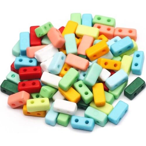 50/100pcs 9mm Mixed Acrylic Beads Two Hole Square Loose Spacer Beads For Jewelry Making Diy Men Bracelet Necklace Accessories
