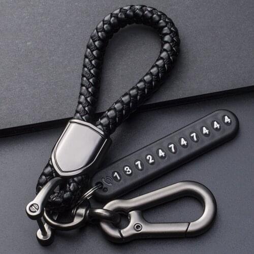 Anti-Lost Car Key Split Rings with Phone Number Strip Card Auto Key Pendant Rope Men Women Key Accessories