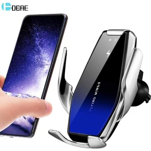 Automatic Clamping QI Wireless Car Charger Mount Infrared Sensor 15W Fast Charging Holder For iPhone 8 XS 11 12 Samsung S20 S10