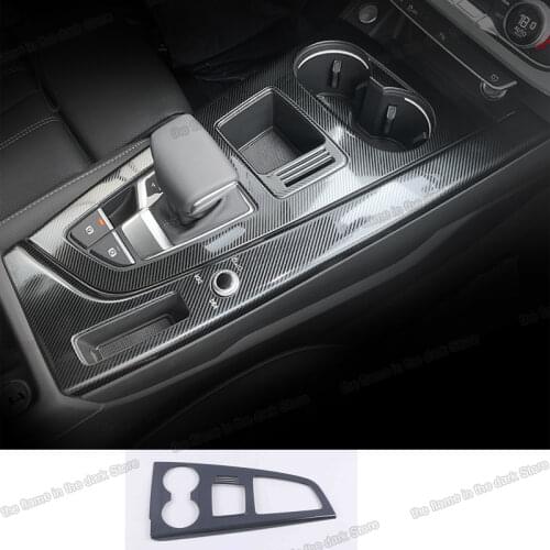 Lsrtw2017 Stainless Steel Car Center Control Gear Panel Water Cup Frame Sticker for Audi A4 B9 2017 2018 2019 2020 Accessories