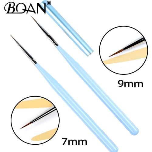 BQAN 1pcs 7/9mm Nail Art Design Painting Polish Brush UV Gel Nail Draw Pen Tools Round Head Pink Handle With Metal Cap