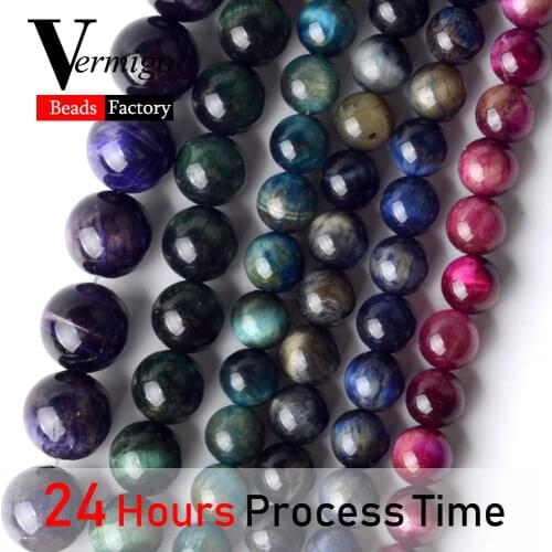 Natural Mineral Stone 6 Colors Tiger Eye Round Beads For Jewelry Making 6/8/10mm Spacer Loose Beads For Bracelets 15‘’ Wholesale