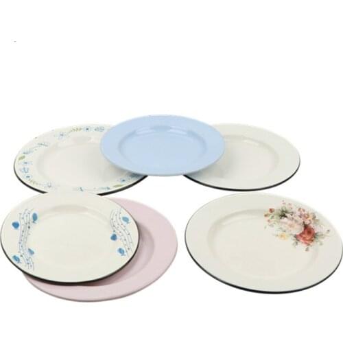 Enamel disc, classic enamel dish, enamel plate, flat plate, snack plate, cake plate, fruit plate