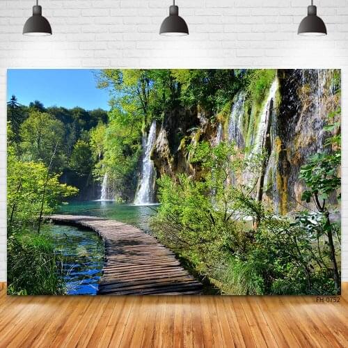 Waterfall Tree Mountain River Photography Backdrops Natural Backgrounds For Photo Studio Baby Shower Newborn Children Photophone