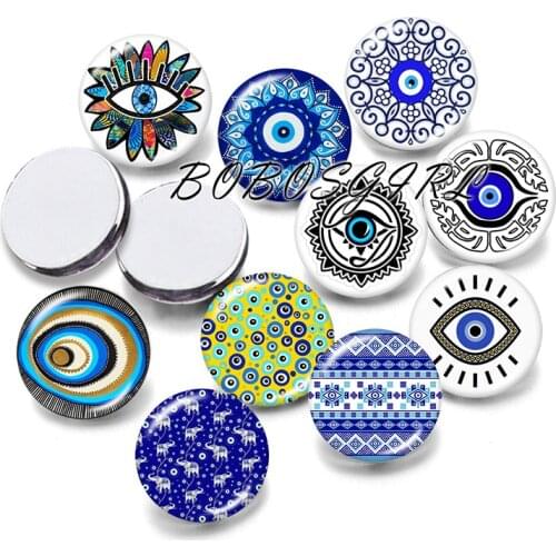 Blue Evil Eye 12mm/18mm/20mm/25mm/30mm Round Glass Cabochon Flat Back Making Findings P5570