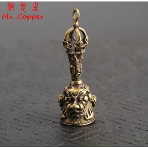 Brass Lucky Three Lions Buddha Statue Handmade Home Decor Ornaments Crafts Copper Miniatures Bell Figurines Desktop Decoration