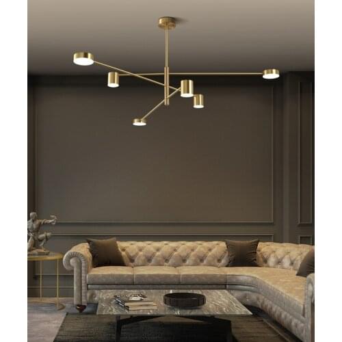 All copper living room light luxury simple modern high-end lamps Nordic personality creative dining room bedroom chandelier