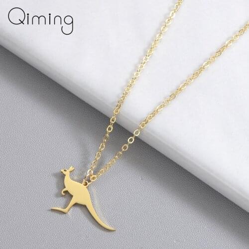 Cute Wallaby Kangaroo Animal Necklace For Women Girls Australian Wild Stainless Steel Jewelry Gold Necklace Birthday Gift