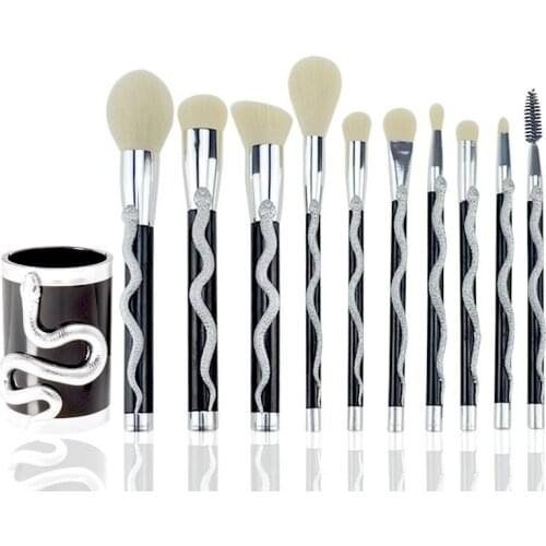 7/10pc Snake Shape Makeup Brushes Set Foundation Powder Eyeshadow Contour Concealer Blush Comestic Brush Kit Beauty Tool 10