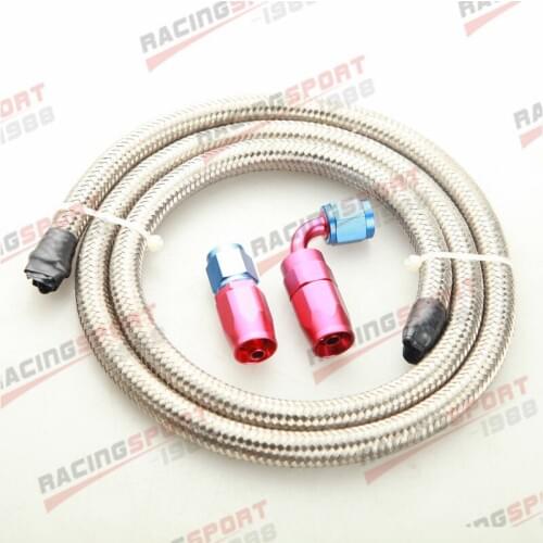 Stainless Steel Braided AN-4 4AN Fuel Gas Line Hose 1M + Swivel Hose End Fitting
