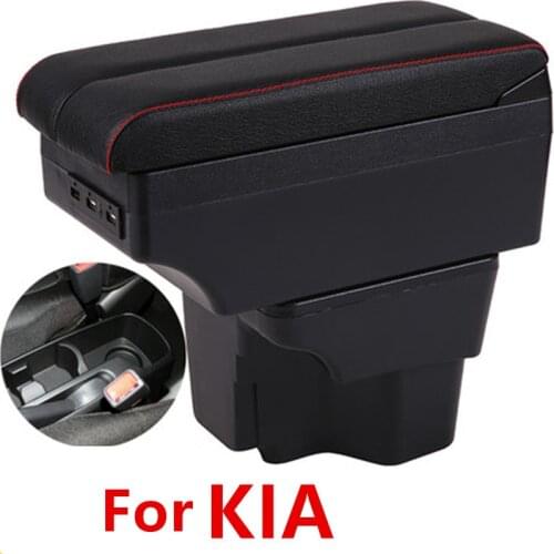 For Russia KIA K2 Rio 3 Armrest Box 2016 2012 2015 2014 2013 2012 Car Storage USB Leather Auto Cup Holder
