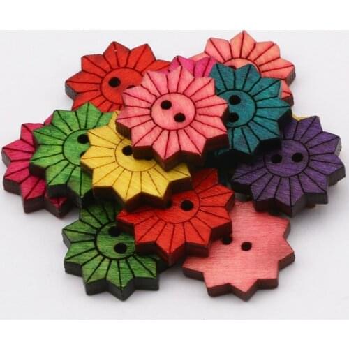 19mm 2-hole Polygonal Wooden Buttons Childrens Clothing Sewing Accessories Button Decoration 50pcs Scrapbook DIY Crafts