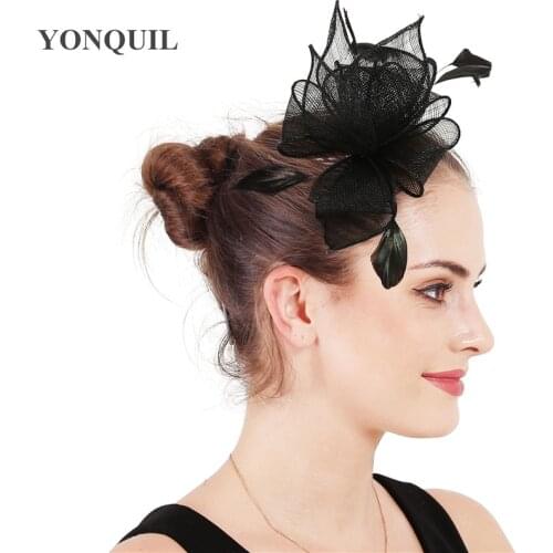 Wedding Party Hat Fascinators Cambric Black Headwear Hair Decorate Portrait Bridal Hat Elegant Women Noble Woman Headdress
