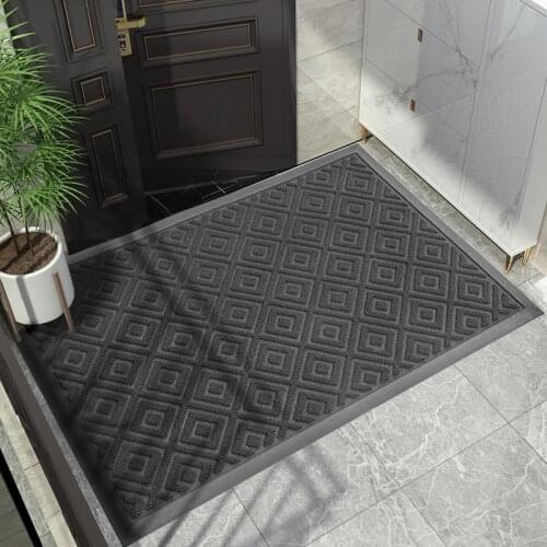 Modern Entrance Doormat Kitchen Household Rubber Rubbing Mat Bathroom Rug Rectangular Anti-Slip Plaid Carpet Floor Living Room