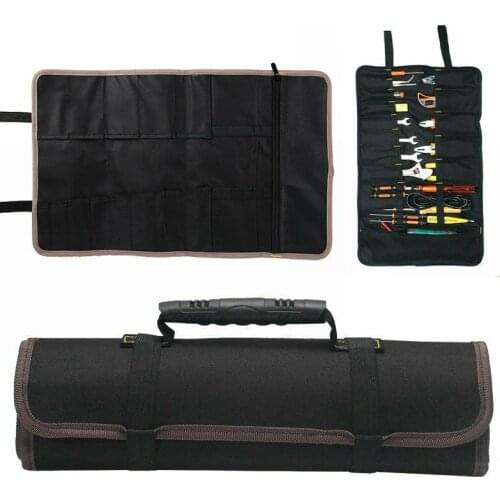 1Pc New Durable Wear-Resistant 22 Pockets Canvas Oxford Cloth Tool Pouch Roll Electricians Mechanics Tools Bag