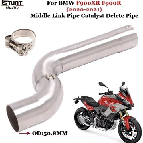 Motorcycle Exhaust Modified 51mm interface Middle Link Pipe Catalyst Delete Pipe For BMW F900XR F900R 2020 2021