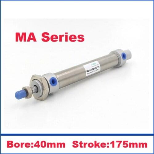 High quality double acting pneumatic small cylinders stainless steel 40mm bore 175mm stroke MA40-175 mini air cylinder