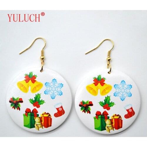 YULUCH 2018 Fashion New Colorful Christmas Gifts for Cute Women Jewelry Wooden Round Earring Pendants