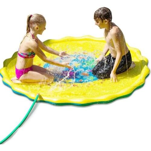 100CM PVC Summer Children Child Son Kids Play Mat Carpet Water Games Beach Mat Lawn Inflatable Sprinkler Cushion Toys For Fun