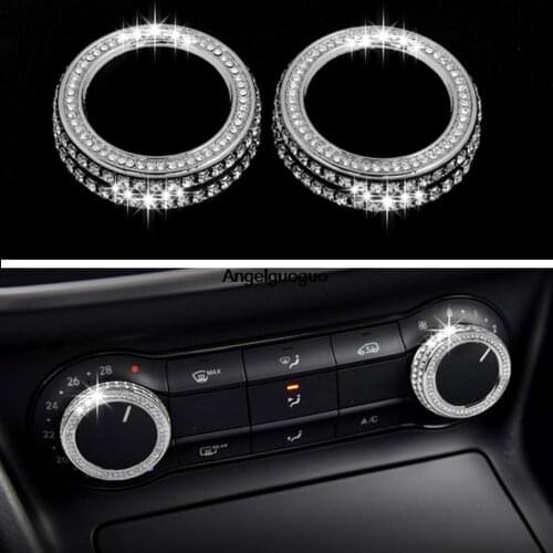 Angelguoguo 2 pcs Car air conditioning Rotary knob buttion cover for Mercedes Benz A B GLA CLA Class