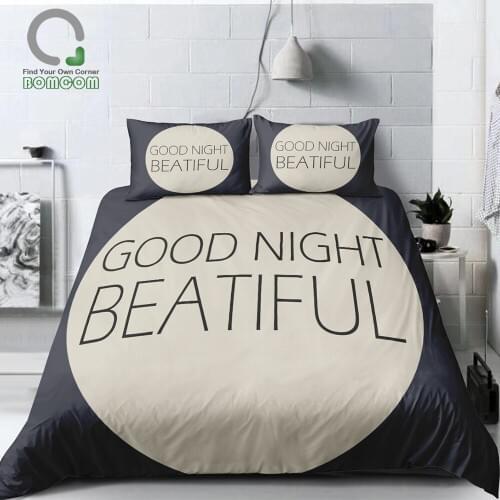 Bomcom 3D Digital Printing Warm Languages Quotes Good Night Beautiful 100% Microfiber Clear