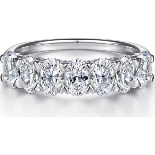 100% 925 Sterling Silver 3x5MM Oval Cut Semi-Eternal Shiny SONA Diamond Wedding Engagement Silver Ring Jewelry