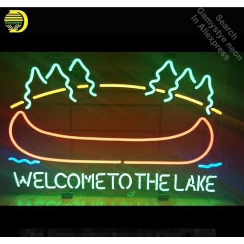 WELCOME TO THE LAKE Neon Sign neon bulb light Sign glass Tube Handcraft Commercial Iconic Neon light Bright Color Characteri