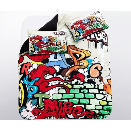 Dream NS Retro Cool Style 3D Bedding Textile Set Street Dance Hip Hop Printing 3 Pieces Duvet Cover Pillowcase Soft Large