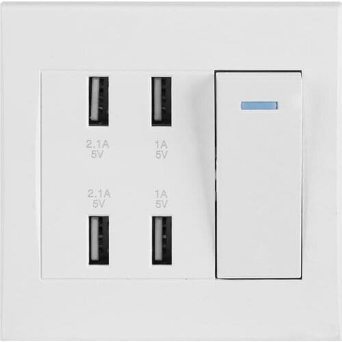 10A 4 Ports USB Wall Socket Charger Power Adapter Plug On-off control Outlet Plate Panel Professional Safe Electrical Sockets