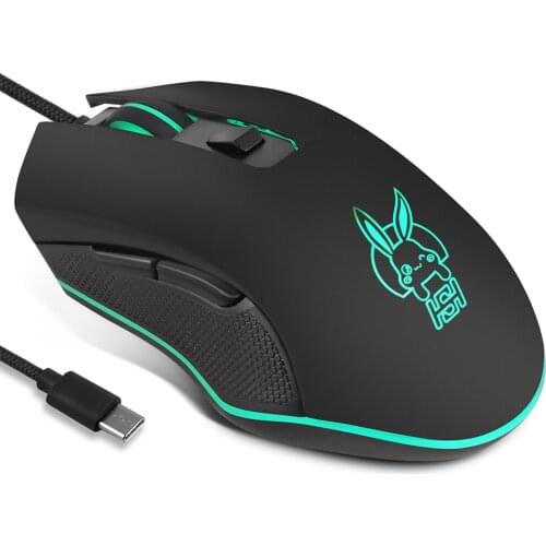 USB Wired Gaming Mouse 2400DPI Adjustable 6 Buttons Colorful Backlit Silent Mice Ergonomic Computer Mouse for Laptop PC Gamer