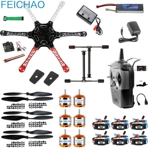 F550 Airframe Kit RC Hexacopter Drone DIY RTF Unassembly Set KKmulticopter Flight Control A2212 1000KV 30A ESC for Beginners