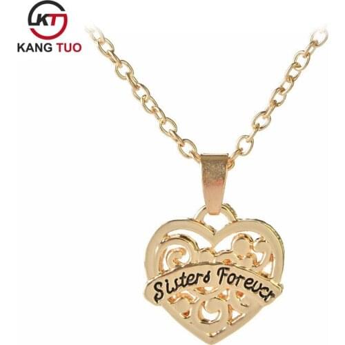 Sister&forever Necklace Creativity Hollow Out Loving Heart Ally Pendant Necklace For Friends Gifts 12pcs/lot