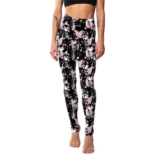 Cat Printed Leggings Women Sport Fitness Yoga Pants Plus Size Leggins Femme Push Up Clothing