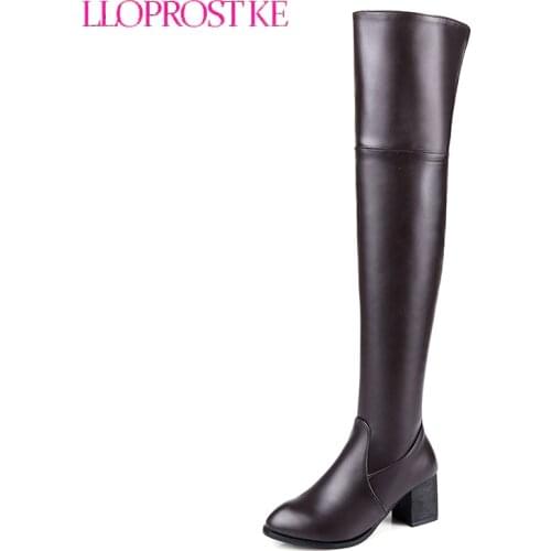 LLOPROST KE Women Over Knee Boots 2017 Winter Hot Selling Women Boots Long Thick Heel Shoes Fashion Style Boots Size 35-44 ML003