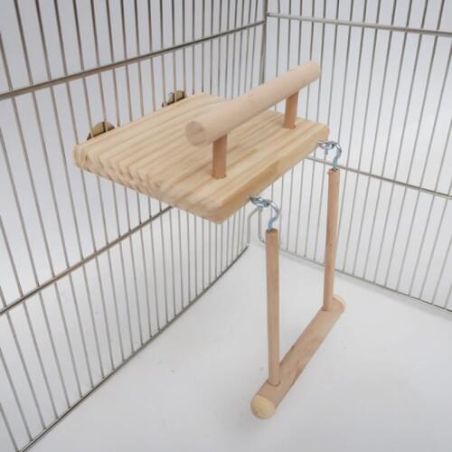 2021 New Wooden Bird Perches Cage Toys Hamster Play Gym Stand with Wood Swing Rattan Ball