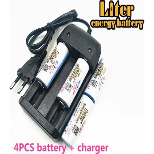 Original Liter energy battery ICR 18500 Battery 3.7V 1600mAh li-ion battery + Travel Charger Can be used to LED Flashlight