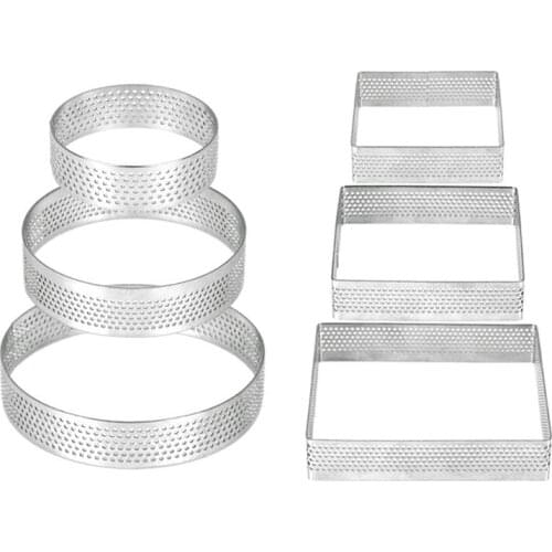 Perforated Tart Ring,Cake Mousse Molds Ring,Heat-Resistant Porous Cake Mousse Molds,Non-Stick Bottom Tower Pie Cake Ring