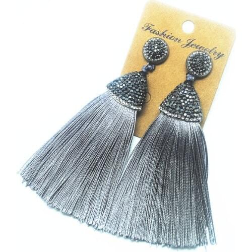 Charms Ethnic styles of women ear pins jewelry handmade tassel charms nationality jewelry best selling items white grey colors
