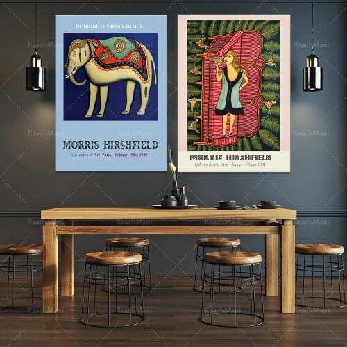 MORRIS HIRSHFIELD Poster 1949, Elephant Poster Gallery Poster, Poster 1951, Outsider Art Poster, Girl on the Sofa Poster, Retro
