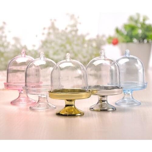 12pcs/set Clear Mini Cake Stands Candy Box 12Pcs/Set Birthday Baby Shower Dessert Cupcake Display Holder Wedding Decoration