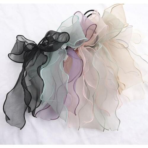 Sweet Bow Organza Streamers Hair Scrunchies Soft Gauze Ponytail Elastic Hair Ties Rope Women Ribbon Bands Girls Hair Accessories